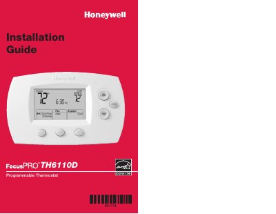 Honeywell TH6110D Installation Guide - cover page