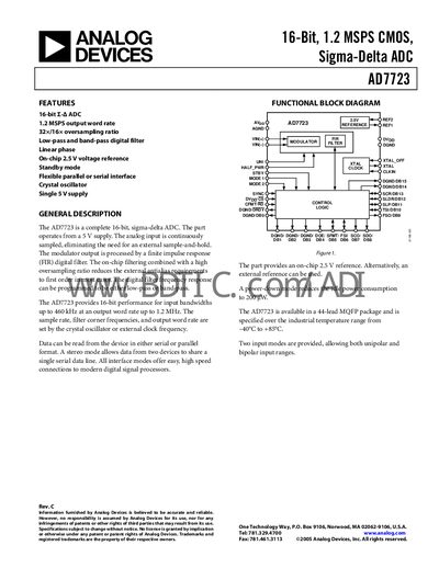 Analog Devices AD7723 Datasheet - cover page