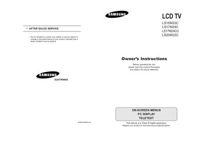 Samsung LS15M23C/LS17M24C/LS17M24CU/LS20M22C LCD TV User Manual - cover page