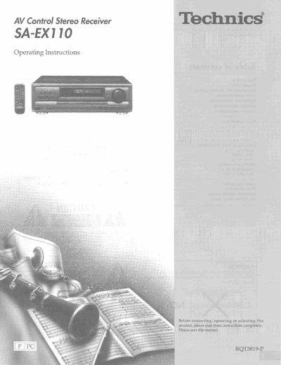 Technics SA-EX110 AV Control Stereo Receiver Operating Instructions - cover page