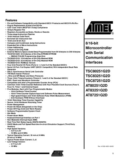 Atmel TSC80251G2D Datasheet - cover page
