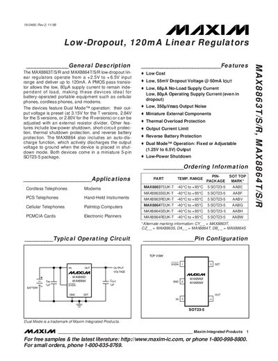 Maxim MAX8863T/S/R, MAX8864T/S/R Linear Regulator Handbook - cover page