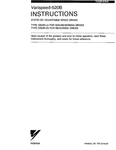YASKAWA Varispeed-520B User Manual - cover page