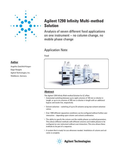 Agilent 1290 Infinity Multi-method Solution Application Note - cover page