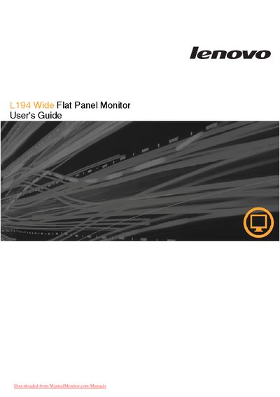 Lenovo L194 Flat Panel Monitor User's Guide