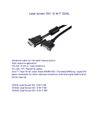 PRO SIGNAL Lead screen DVI-D M/F DUAL Product Leaflet - cover page