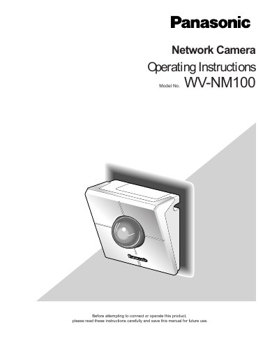 Panasonic WV-NM100 Network Camera Operating Instructions - cover page