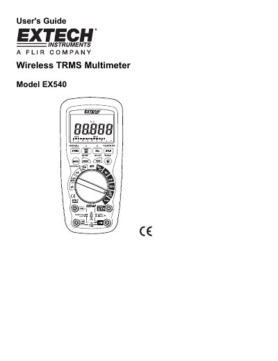 Extech EX540 Wireless TRMS Multimeter User's Guide - cover page
