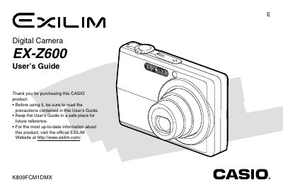 CASIO EX-Z600 Digital Camera User's Guide