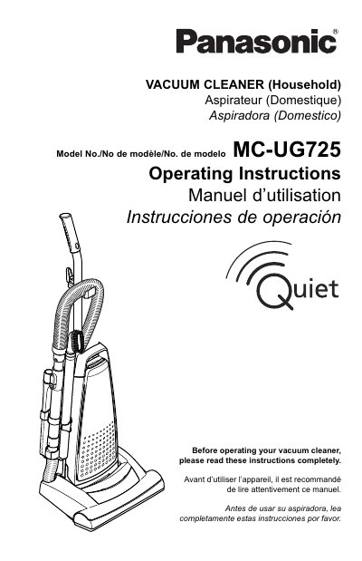 Panasonic MC-UG725 Vacuum Cleaner Operating Instructions - cover page