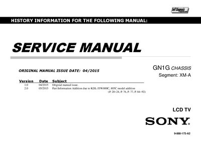 Sony GN1G Chassis LCD TV Service Manual - cover page