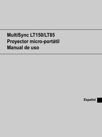 NEC LT150/LT85 Projector User Manual - cover page