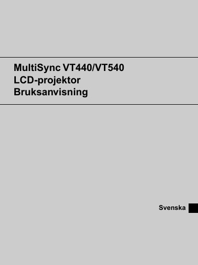 NEC MultiSync VT440/VT540 LCD Projector User Manual - cover page
