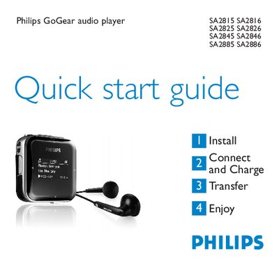 Philips SA2815/SA2816/SA2825/SA2826/SA2845/SA2846/SA2885/SA2886 Audio Player Quick Start Guide