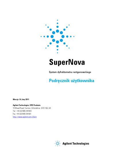 Agilent SuperNova User Manual - cover page