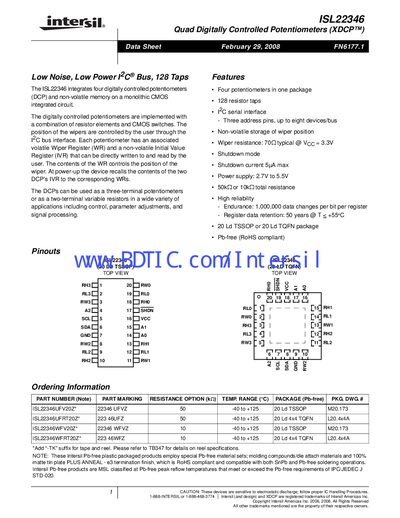 Intersil ISL22346 Datasheet - cover page