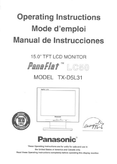 Panasonic LC50 Manual - cover page