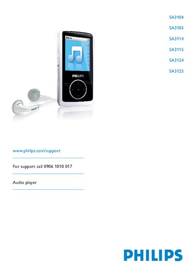 Philips SA3104/SA3105/SA3114/SA3115/SA3124/SA3125 Audio Player User Manual - cover page