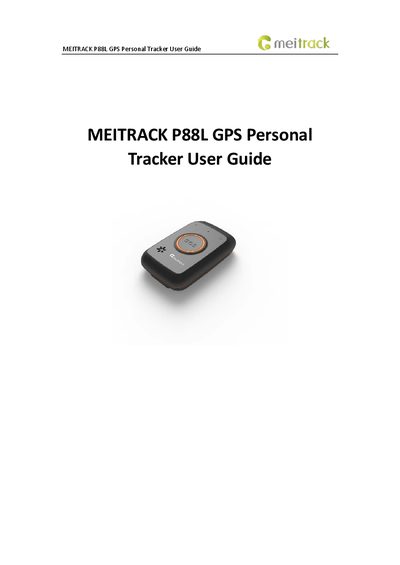 Meitrack P88L GPS Personal Tracker User Guide - cover page