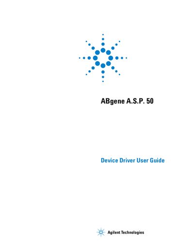 Agilent ABgene A.S.P. 50 Device Driver User Guide - cover page