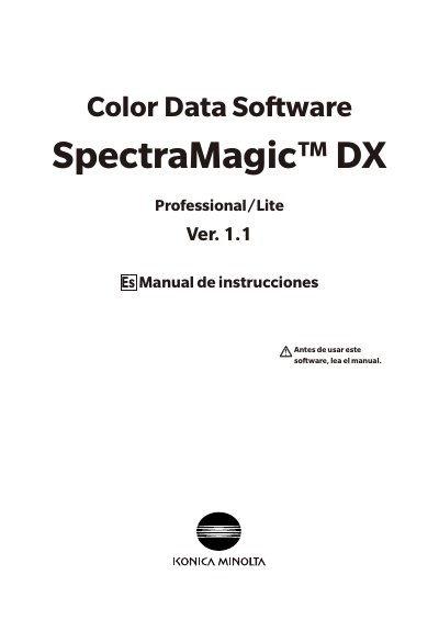 Konica Minolta SpectraMagic DX Professional/Lite Ver. 1.1 User Manual - cover page