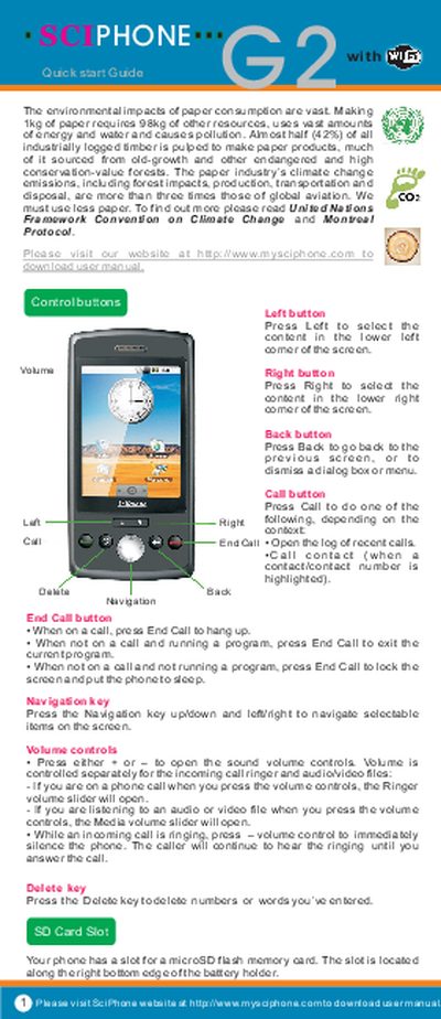 SciPhone G2 Quick Start Guide - cover page