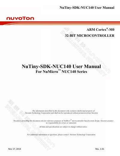 Nuvoton NuTiny-SDK-NUC140 User Manual - cover page