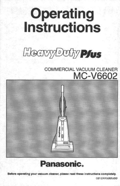 Panasonic MC-V6602 Commercial Vacuum Cleaner Operating Instructions - cover page