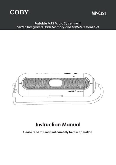 COBY MP-C351 Portable MP3 Micro System Instruction Manual - cover page