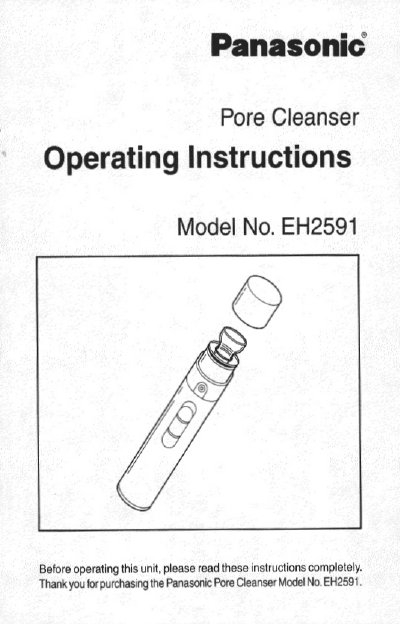 Panasonic EH2591 Pore Cleanser Operating Instructions - cover page