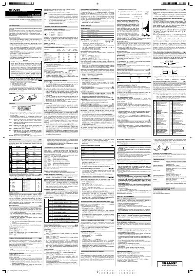 Sharp EL-520W Scientific Calculator User Manual - cover page
