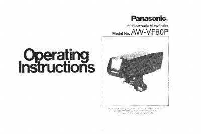 Panasonic AW-VF80P 5" Electronic Viewfinder Operating Instructions - cover page