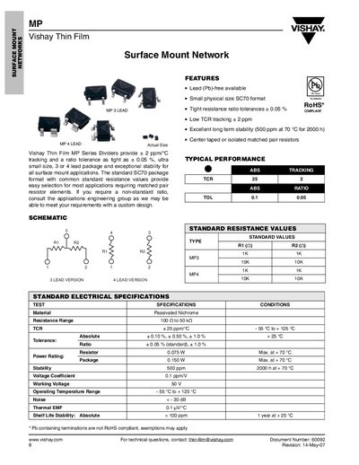 Vishay MP Surface Mount Network Handbook - cover page