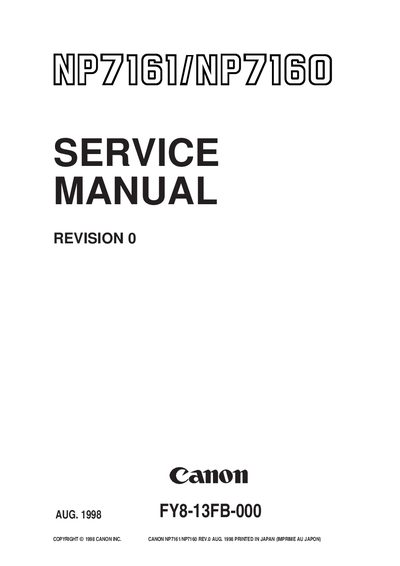 Canon NP7161/NP7160 Copier Service Manual - cover page