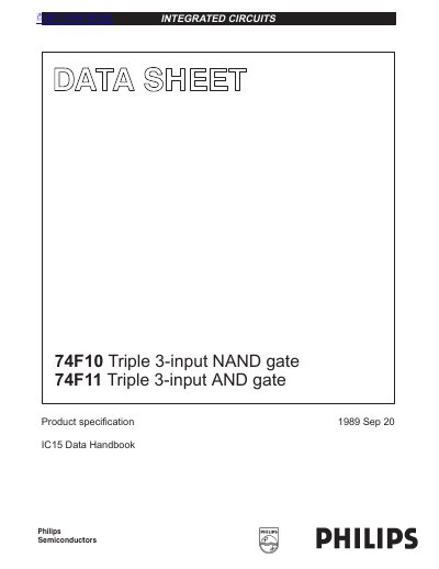 Philips 74F10/74F11 Triple 3-Input NAND/AND Gate Datasheet