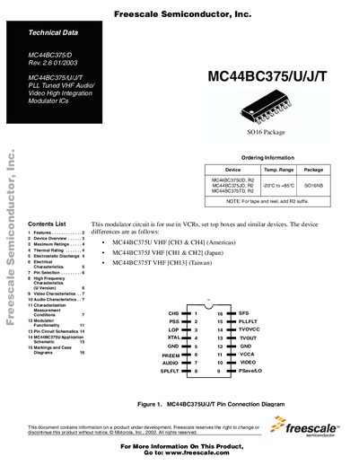 Freescale MC44BC375/U/J/T Datasheet - cover page