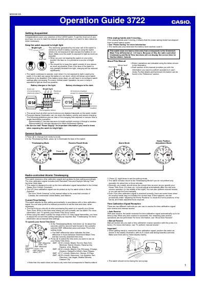 Casio 3722 Operation Guide - cover page
