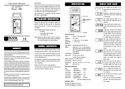 Hanna Instruments HI 93737 Silver ISM Instruction Manual - cover page