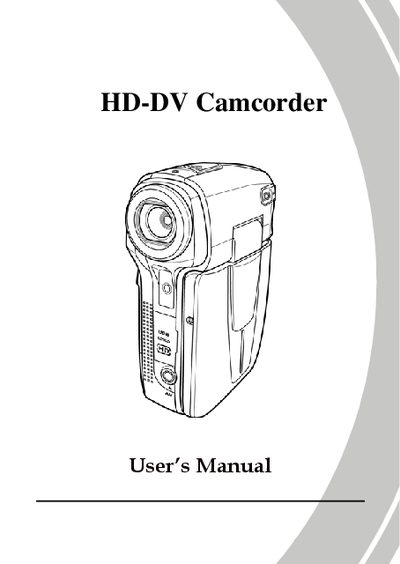 DXG HD-DV Camcorder User Manual - cover page