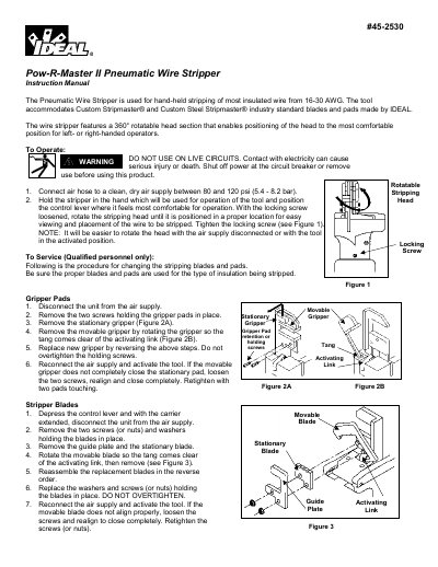 IDEAL Pow-R-Master II Pneumatic Wire Stripper Instruction Manual - cover page