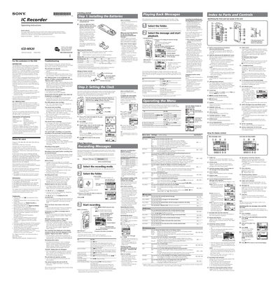 Sony ICD-MX20 User Manual