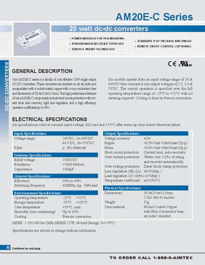AIMTEC AM20E-C Series DC-DC Converters Datasheet - cover page