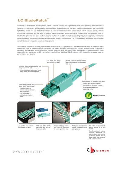 Siemon LC BladePatch Duplex Jumper Datasheet - cover page