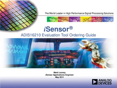 iSensor ADIS16210 Evaluation Tool Ordering Guide - cover page