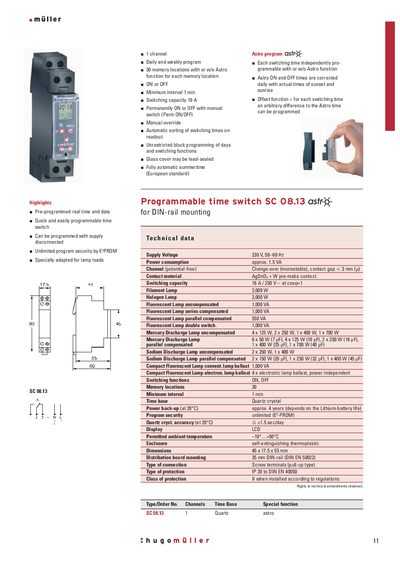 Muller SC 08.13 Programmable Time Switch Product Leaflet - cover page