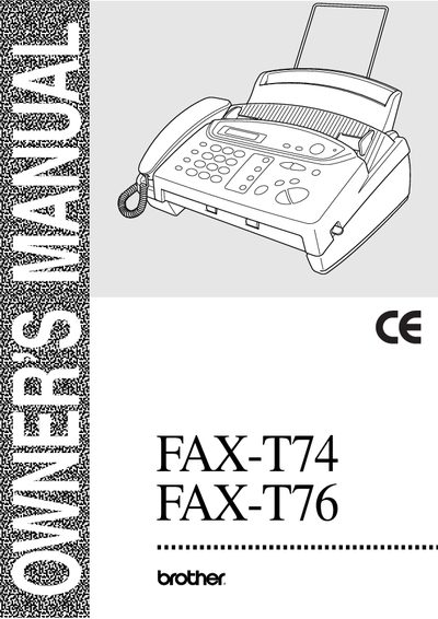 Brother FAX-T74 / FAX-T76 Owner's Manual - cover page