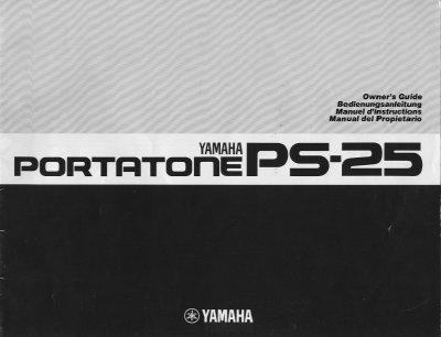 Yamaha PS-25 PortaTone Owner's Guide - cover page