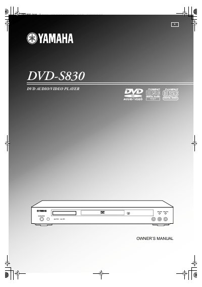 Yamaha DCD-S830 DVD Player Owner's Manual - cover page