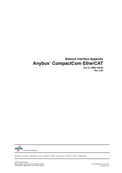 HMS Industrial Networks Anybus CompactCom 30 EtherCAT User Manual - cover page