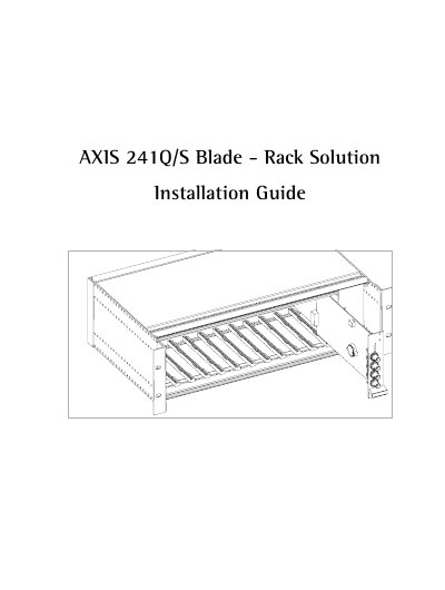 Axis 241Q/S Blade Rack Solution Installation Guide - cover page